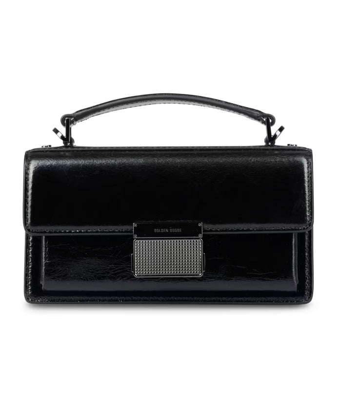 Black Shiny Wavy Leather Bag