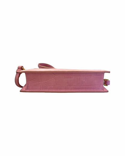 Jacquemus Pink Croc-Embossed Le Chiquito Long Crossbody Bag