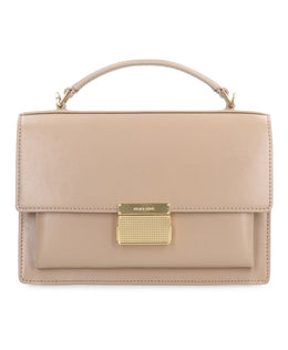 Leather Crossbody Bag with Push-Lock Closure