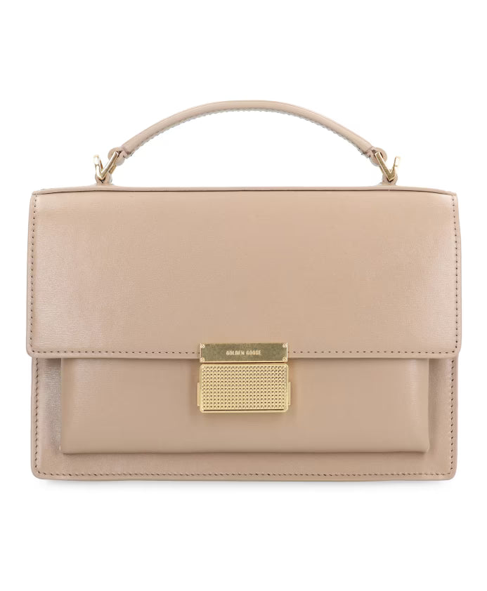 Leather Crossbody Bag with Push-Lock Closure