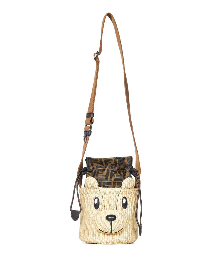 Teddy Bear Drawstring Bag Beige