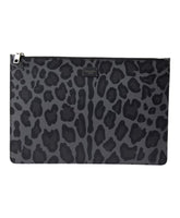 Leopard Jacquard Logo Plaque Briefcase Bag