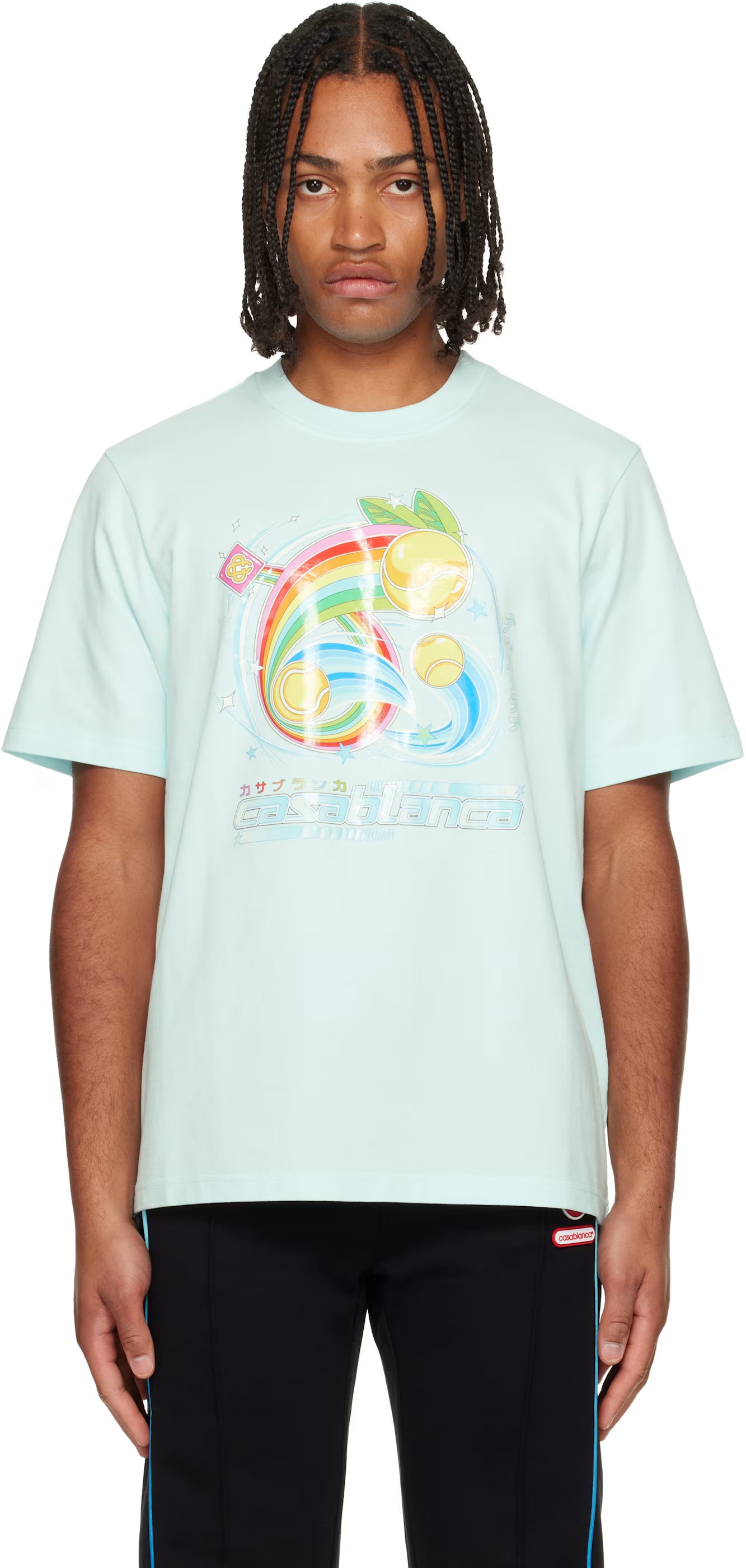 Blue Manga Tennis Ball Short Sleeve T‑shirt