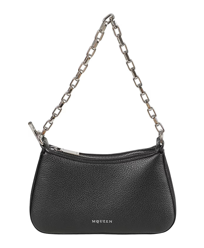 Black Chain Strap Bag with Zip