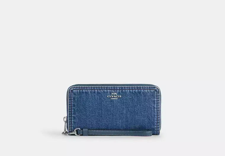 Coach Long Zip Around Wallet In Denim - Wallets | Shop From The Mirage