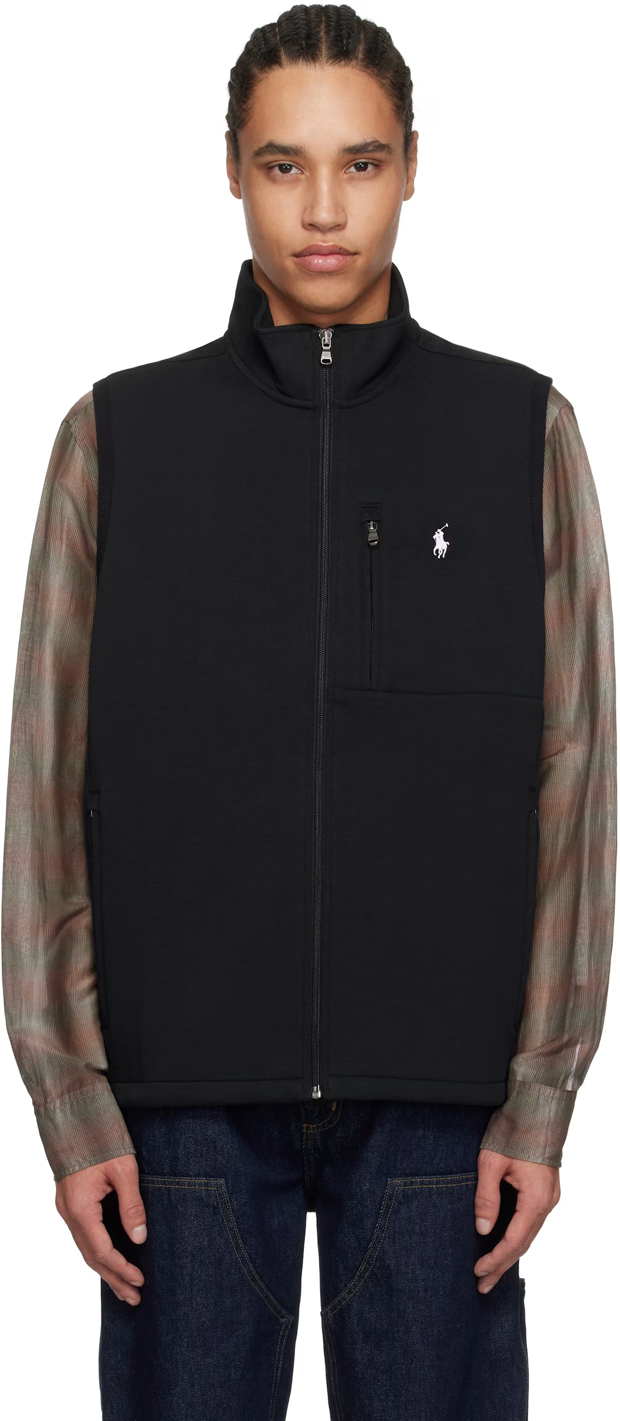 Polo Ralph Lauren Black Double-Knit Mock Neck Vest