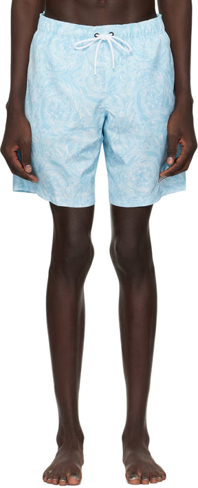 Versace Underwear Blue Barocco Swim Shorts
