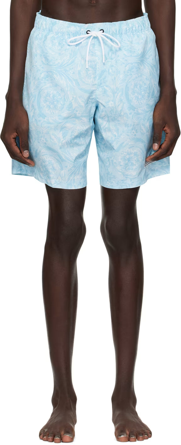 Versace Underwear Blue Barocco Swim Shorts