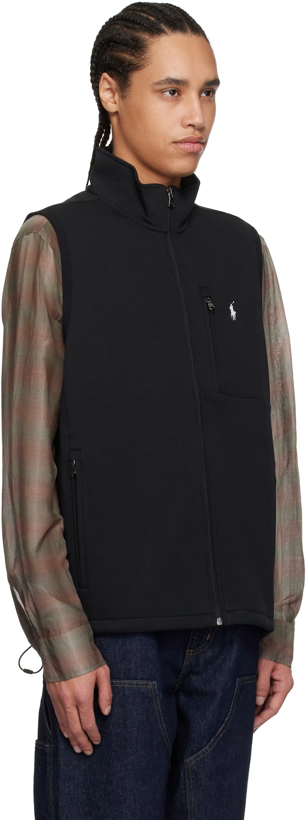 Polo Ralph Lauren Black Double-Knit Mock Neck Vest