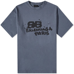 Balenciaga Hand Draw BB Icon Logo T-Shirt in Blue