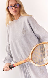 Ash Grey Embroidered Oversized Sweatshirt