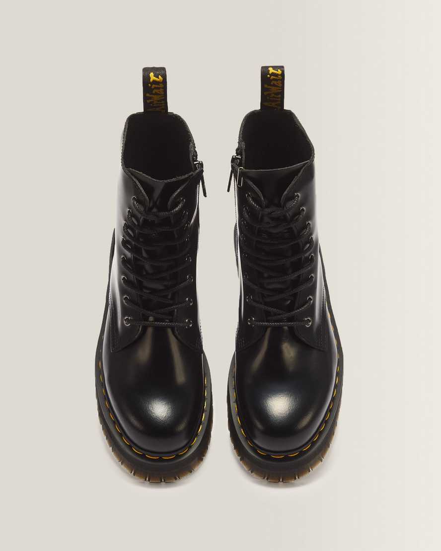 Jadon Boot Smooth Leather Platforms — Black
