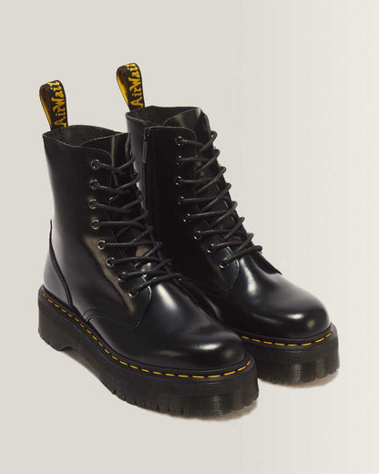 Jadon Boot Smooth Leather Platforms — Black
