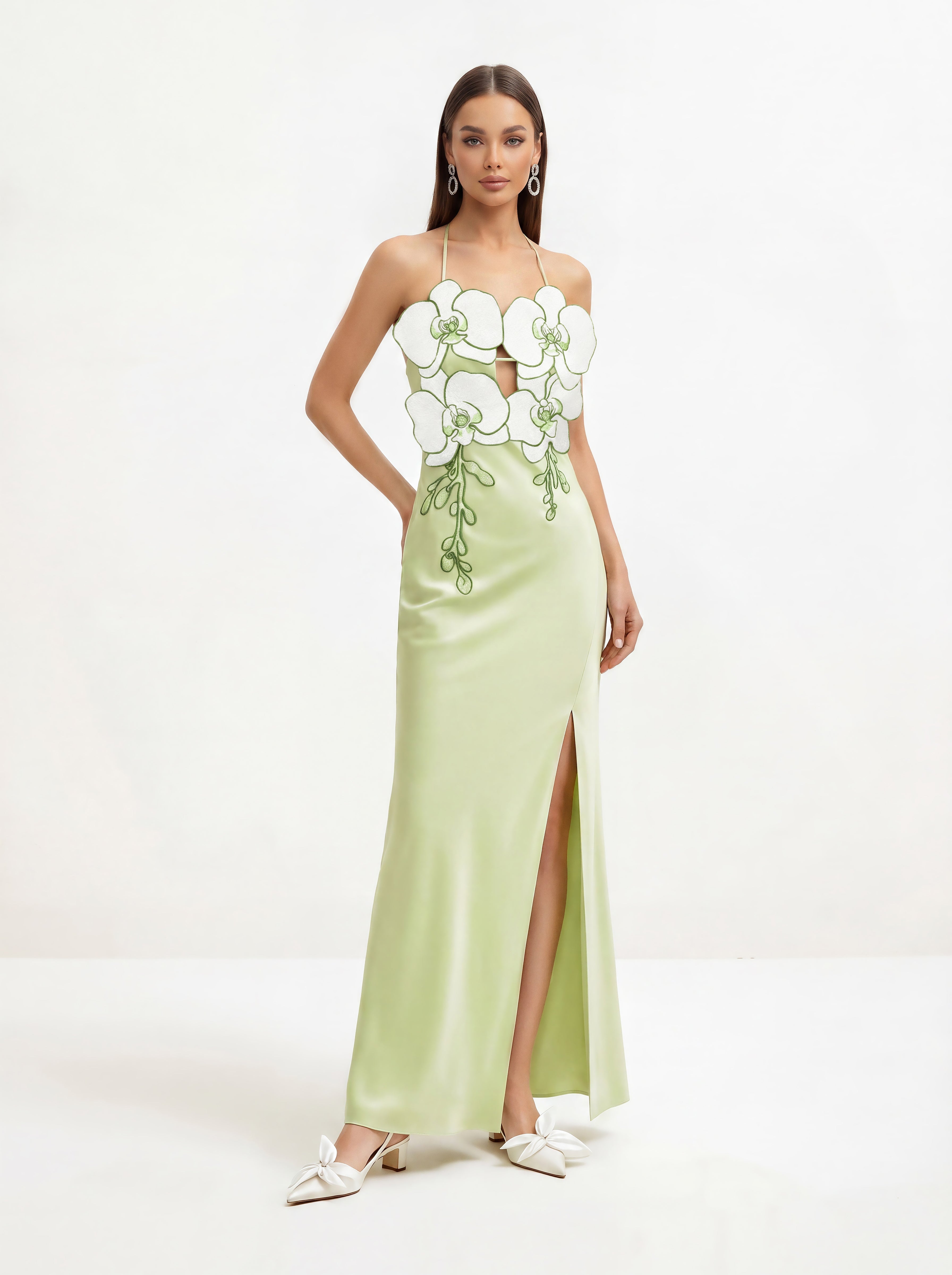 Orchid Embroidered Dress - Yellow
