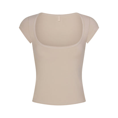 Cotton Jersey Scoop Neck T-shirt