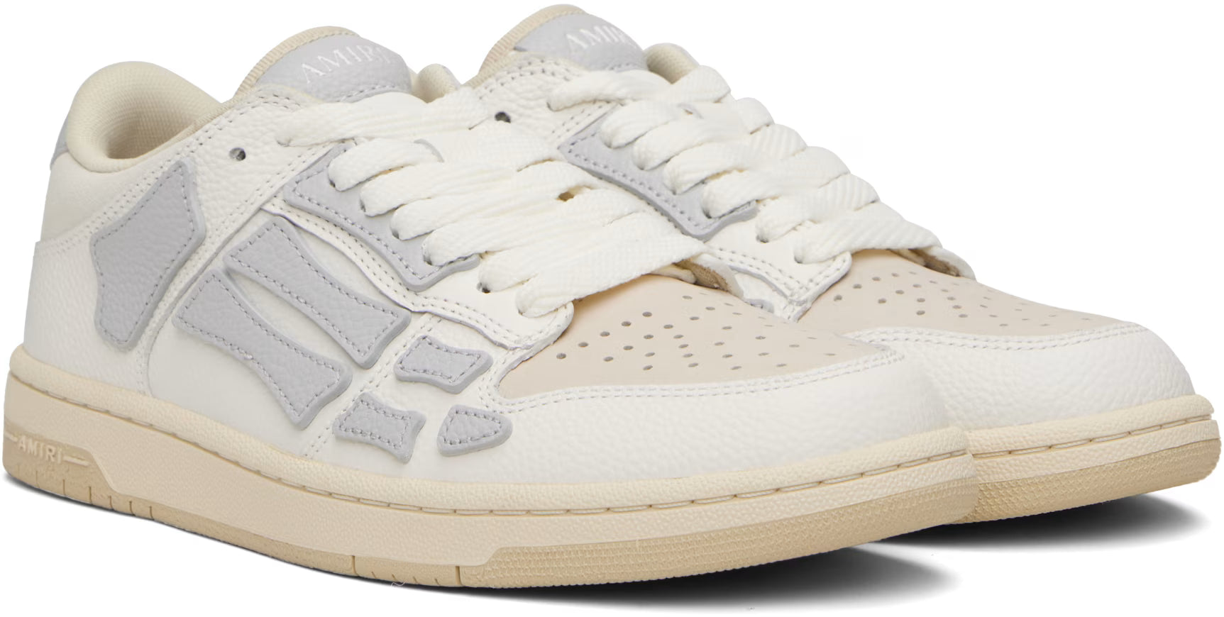 White & Gray Skel Top Low Sneakers