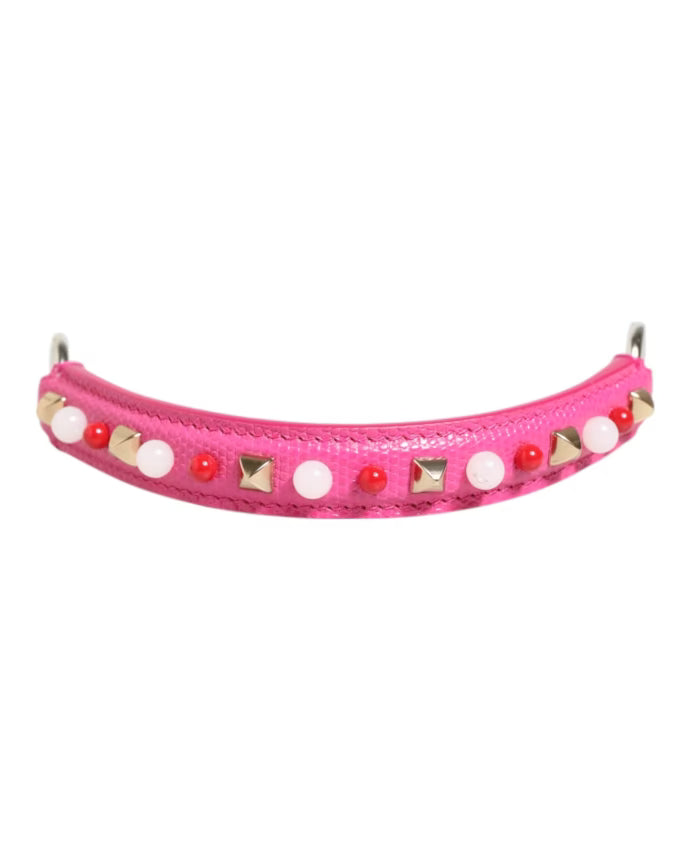 Pink Embellished Leather Bag Handle