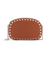 Studded Leather Shoulder Bag Brown