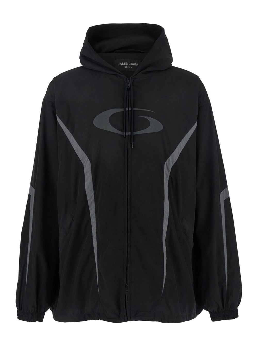 Balenciaga 'Loop Sports Icon' Black Jacket with Front Motif in Tech Fabric Man