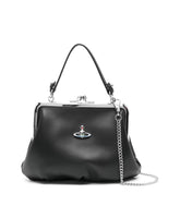 Black Smooth Leather Shoulder Bag