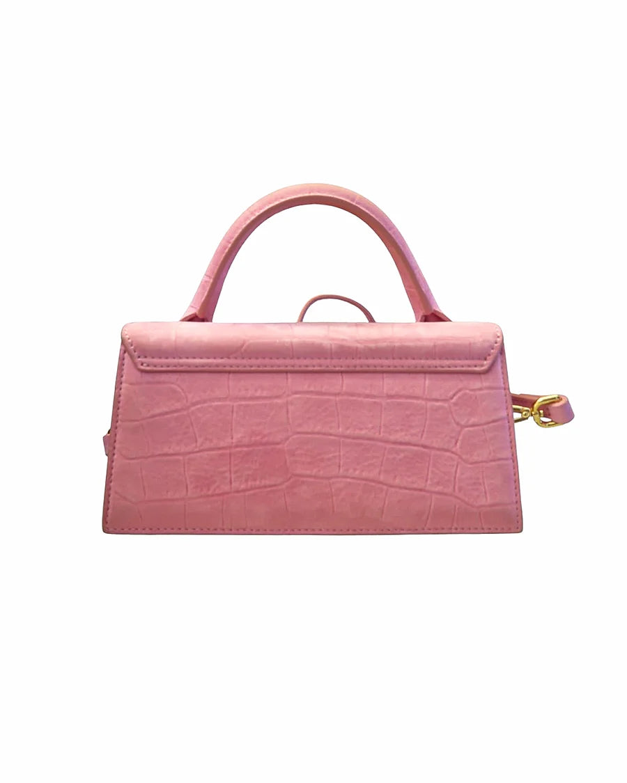 Jacquemus Pink Croc-Embossed Le Chiquito Long Crossbody Bag