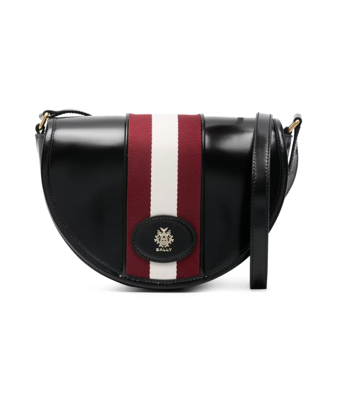 Black Foldover Shoulder Bag with Logo