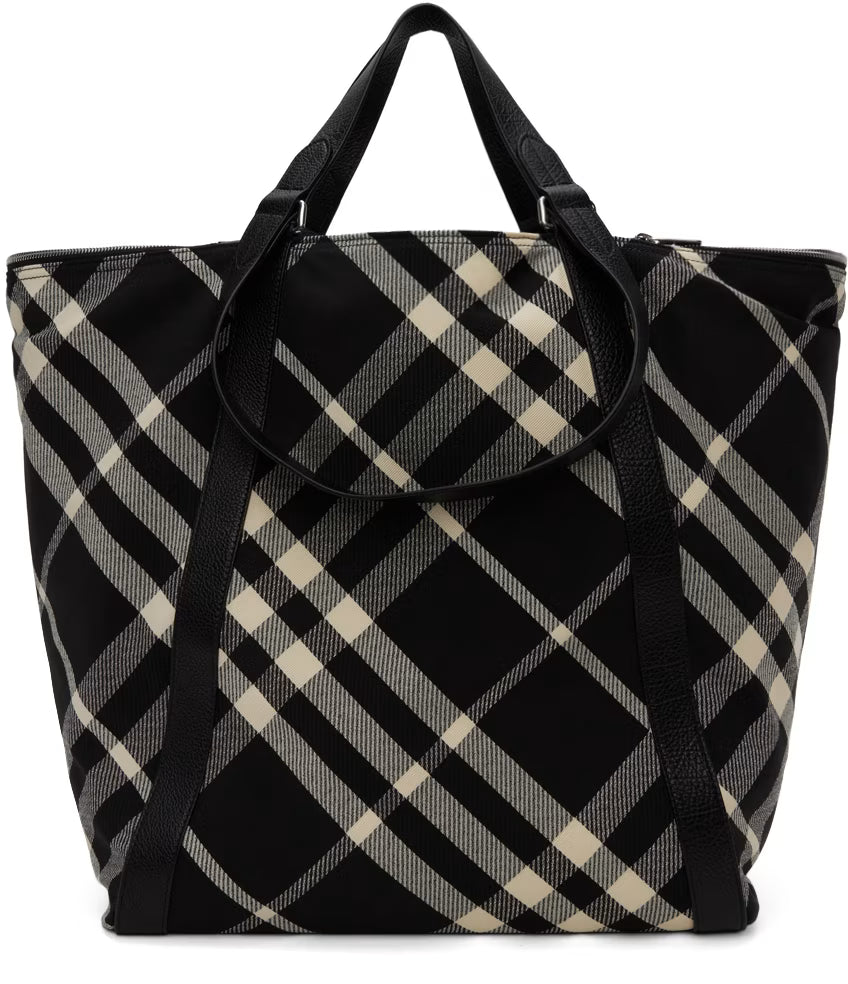 Burberry Black & Beige Large Field Tote