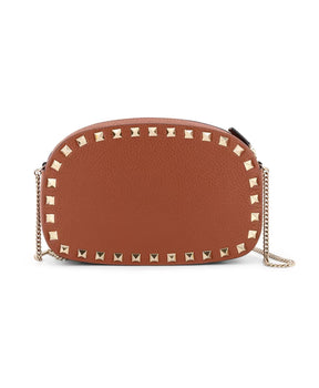 Studded Leather Shoulder Bag Brown