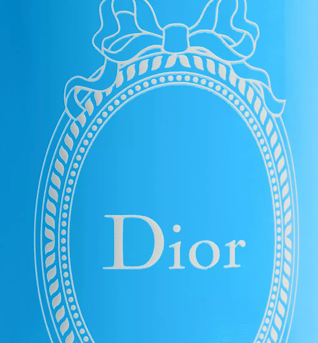 Water Bottle Blue Stainless Steel with Light Pink Dior Médaillon Motif