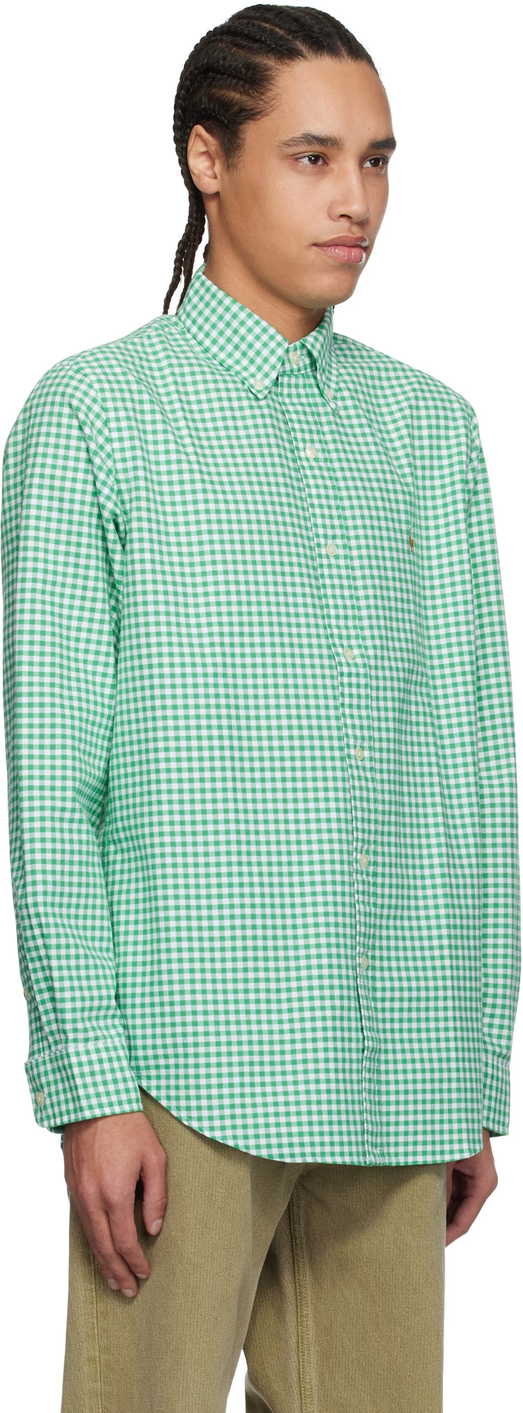Polo Ralph Lauren Green & White Classic Fit Gingham Oxford Shirt