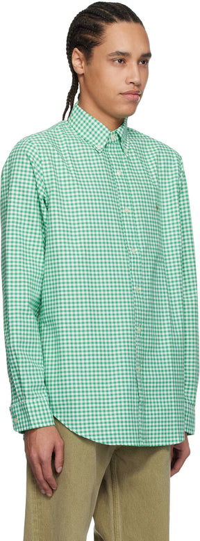 Polo Ralph Lauren Green & White Classic Fit Gingham Oxford Shirt