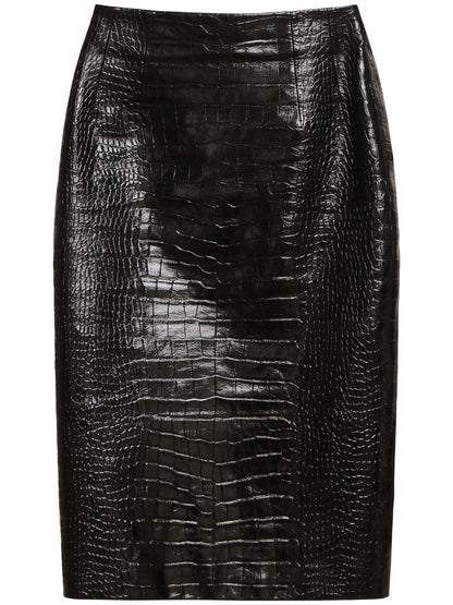Versace Versace Crocodile embossed leather midi skirt - Size: XXS Skirts | Shop From The Mirage