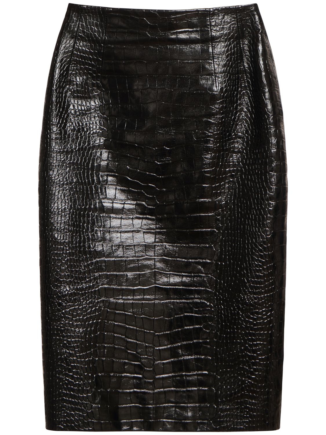 Versace Crocodile embossed leather midi skirt