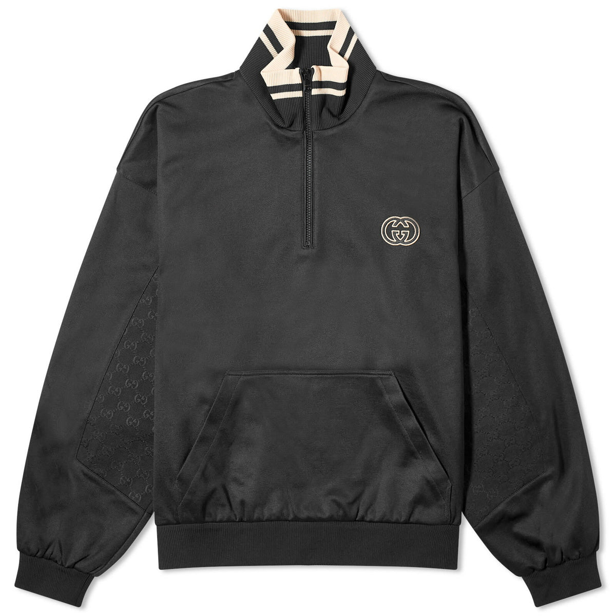 Gucci Men's Interlocking Logo Half Zip Sweat in Black
