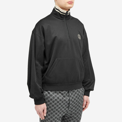 Gucci Men's Interlocking Logo Half Zip Sweat in Black