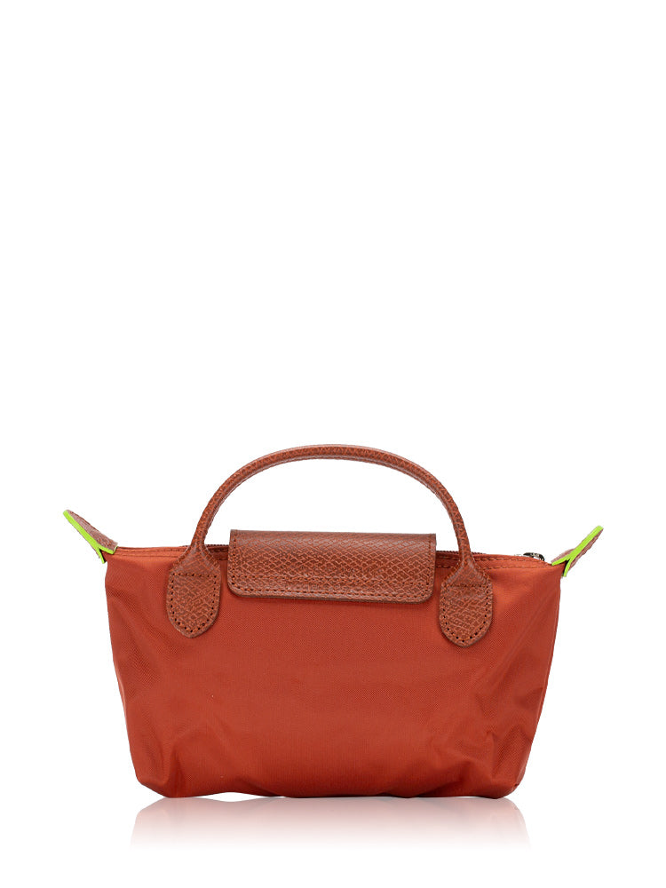 Longchamp Le Pliage Orange Pouch With Handle Chestnut