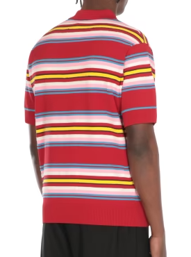 Casablanca Red Striped Polo Shirt for Men