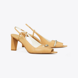 Pierced Peep-Toe Slingback