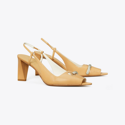 Pierced Peep-Toe Slingback