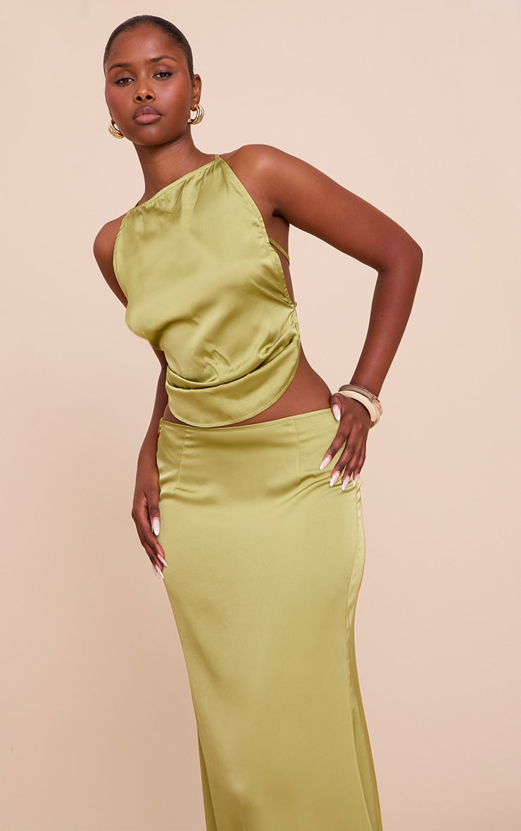 Olive Satin Cami Top