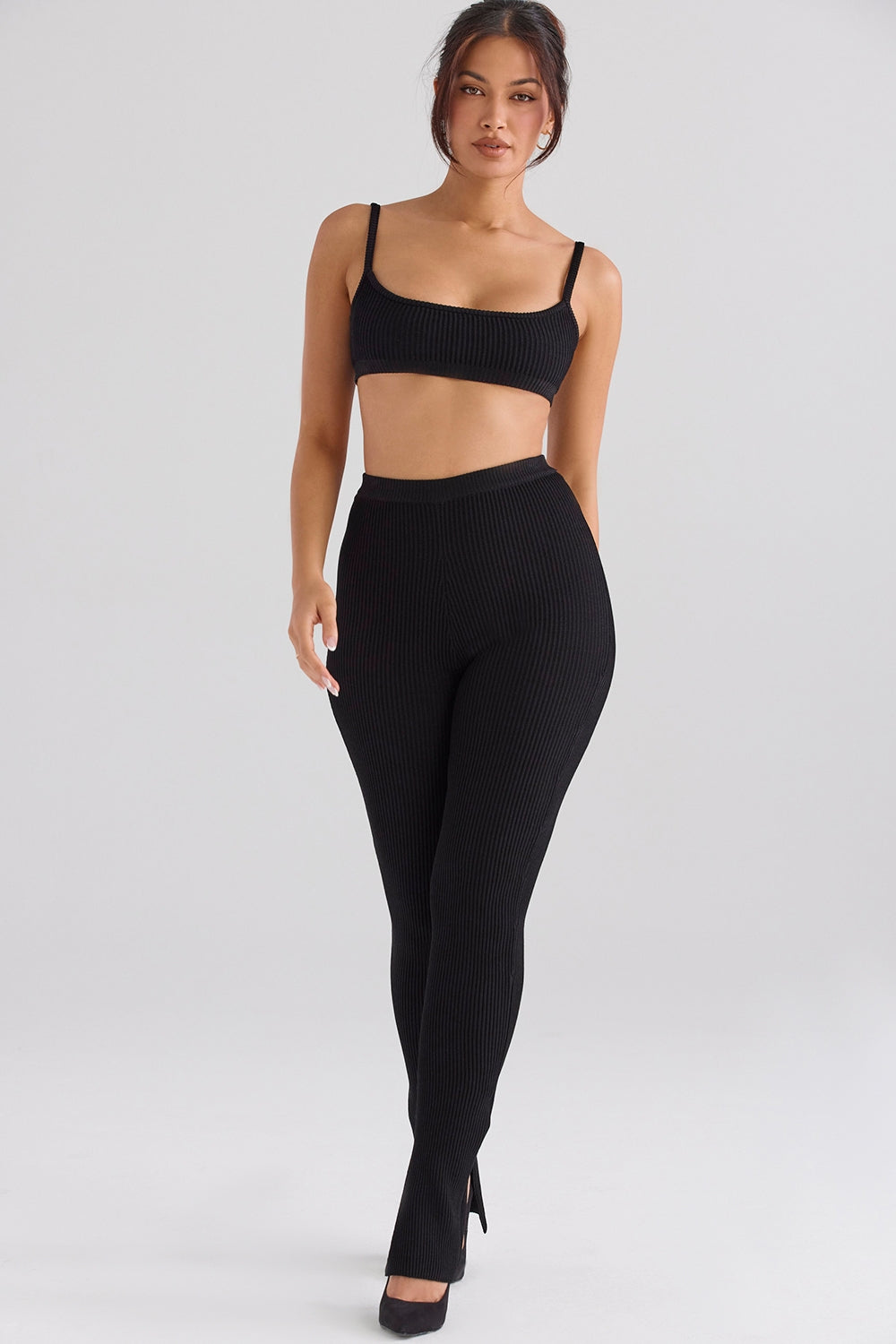 Black ribbed knit bralet