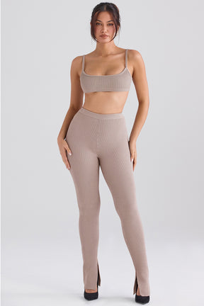 Taupe ribbed knit bralette