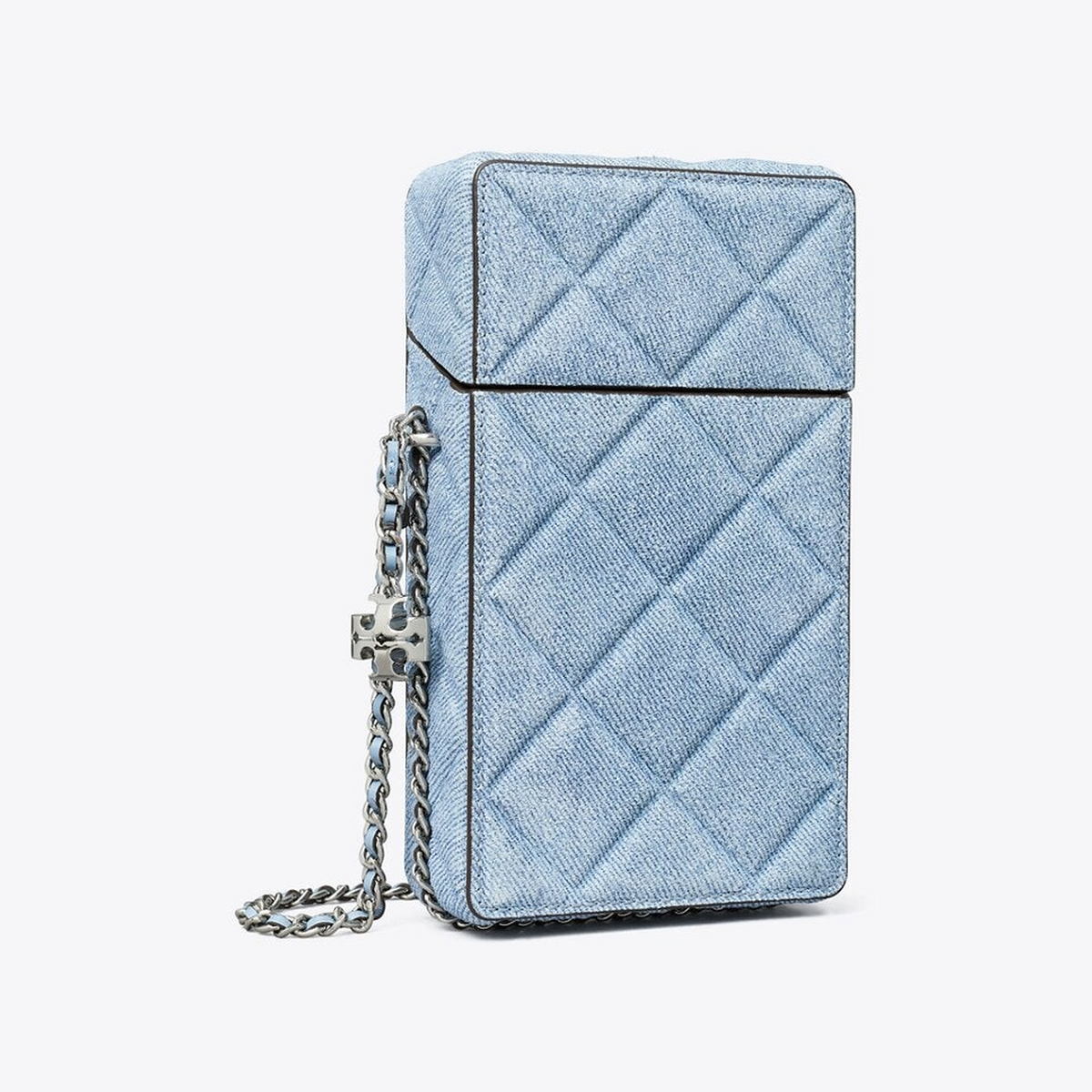 Fleming Denim-Print Suede Phone Crossbody