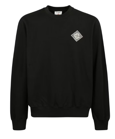 Casablanca Black Crewneck Sweater with Applique
