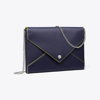 Smooth Leather Envelope Chain Pouch