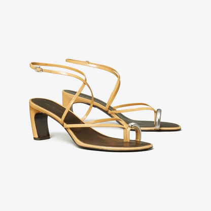Pierced Multi-Strap Heeled Sandal