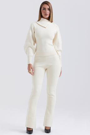 Cream cashmere blend trousers
