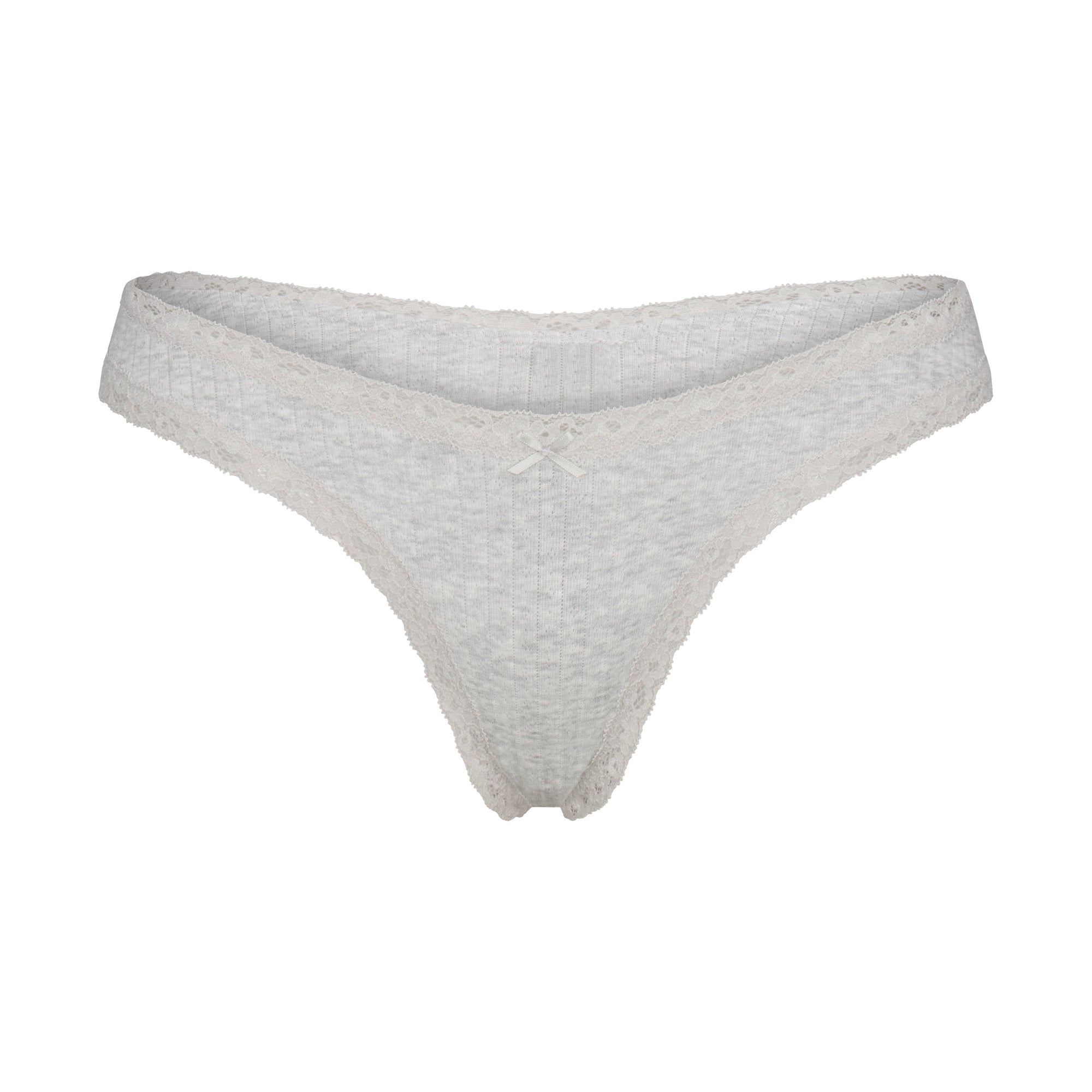 Lightweight Cotton Pointelle Lace Thong