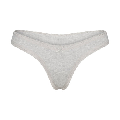 Lightweight Cotton Pointelle Lace Thong