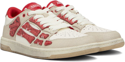 Red & White Bandana Skel Top Low Sneakers